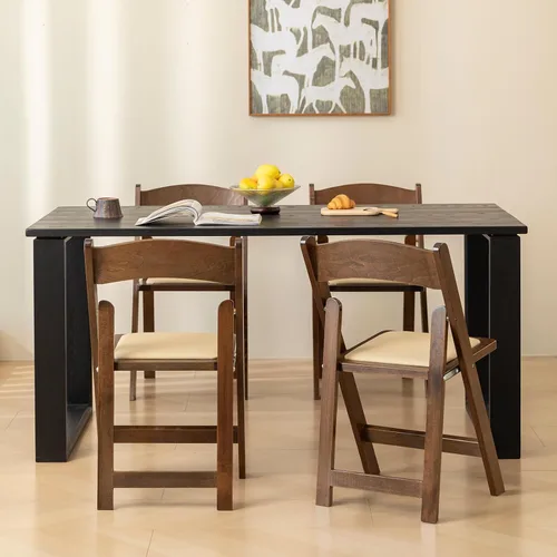 Vista 7 de Silla plegable de madera con cojín suave, simple y elegante, cómoda y duradera, adecuada para bodas, banquetes y eventos, madera de fruta clásica