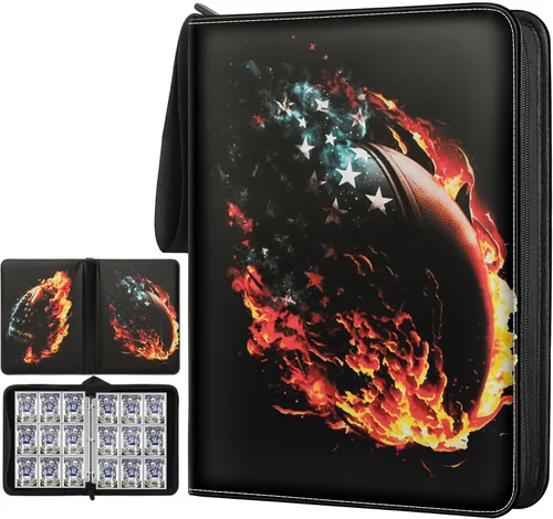 Carpeta de fundas para tarjetas de rugby – Portador de tarjetas deportivas de 900 bolsillos compatible con Topps béisbol, fútbol americano, rugby y