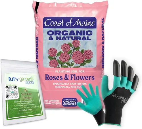 Coast of Maine RF3500 - Suelo para plantar rosas y flores, 20 cuartos de galón con tiras de prueba de suelo My Garden Pool 7 en 1, 20 unidades y