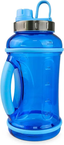 Vista 3 de Flash Popup Botella de agua deportiva de 70 onzas con tapa giratoria, botella azul a prueba de fugas