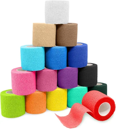 Vista 23 de FriCARE Nonwoven cinta autoadhesiva de vendaje, envoltura autoadhesiva cohesiva de primeros auxilios (con FDA), Sports Vet, 2" X 5 yardas, Paquete