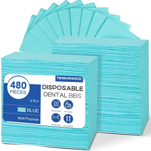 Vista 12 de Paquete de 320 baberos dentales desechables de 13"x18", láminas de baberos de tatuaje impermeables de 3 capas para salón de uñas, clínica dental