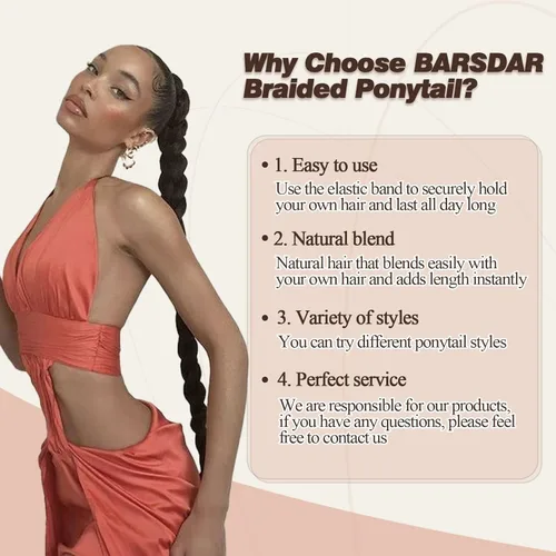 Vista 7 de BARSDAR Extensión de cabello sintético suave y natural de 30 pulgadas de largo con banda elástica para el cabello, cabello sintético suave y natural