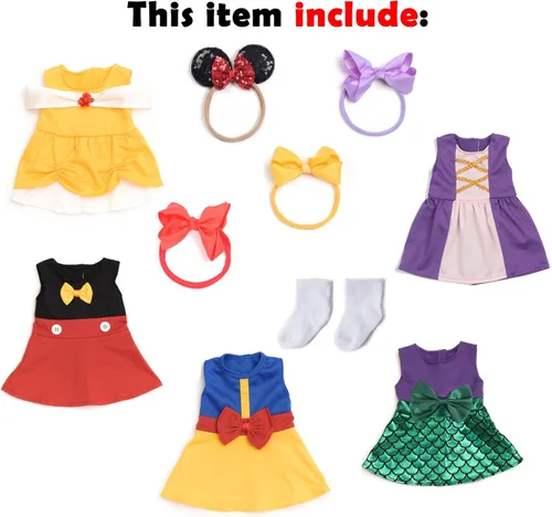 Vista 4 de Accesorios para muñecas de bebé, 5 ropa de muñeca, vestidos de princesa de sirena para muñecas de 15 a 18 pulgadas, muñecas de bebé de 15 pulgadas