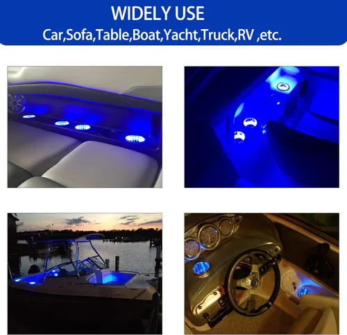 Vista 7 de Juego de 4 portavasos LED de acero inoxidable con drenaje y LED para barco, vehículo recreativo, caravana
