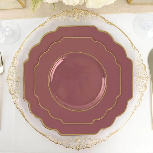 Vista 11 de Efavormart - Paquete de 10 platos de postre de plástico duro transparente de 8 pulgadas, vajilla desechable, platos de ensalada barrocos resistentes