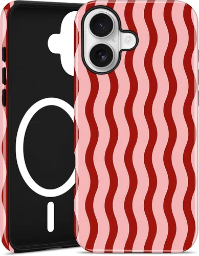 Vista 61 de Jusy Compatible con MagSafe Funda de Teléfono a Rayas para iPhone 7/8/SE, Bonita Funda de Teléfono Protectora Magnética Estética de TPU Suave y PC