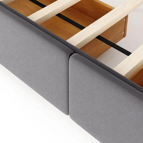 Vista 33 de P PURLOVE Cama de plataforma tapizada con 4 cajones, tamaño Queen, plataforma de almacenamiento con cabecero, no necesita somier, marco de cama beige