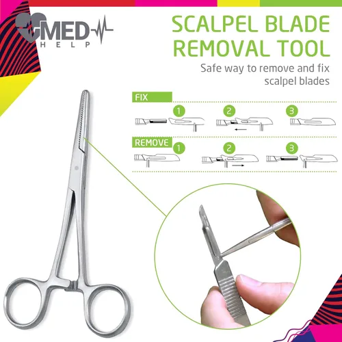 Vista 4 de MedHelp Dermaplaning Kit profesional - Cuchillas Dermaplane para esteticista, cuchillas de bisturí quirúrgicas desechables #10, #11, #15, mango