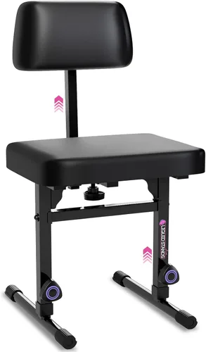 Liquid Stands Banco de piano ajustable – Banco de teclado de música con asiento de respaldo para soporte de teclado de piano con cojín acolchado