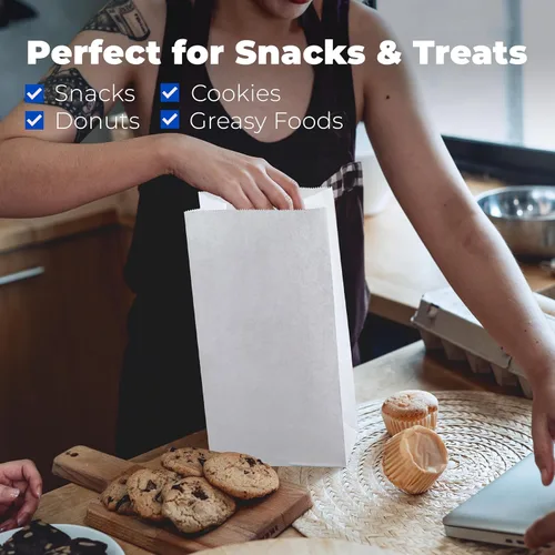 Vista 6 de Fit Meal Prep Paquete de 125 bolsas de papel encerado de 4 libras, biodegradable, resistente a la grasa, para aperitivos, galletas, sándwich