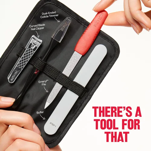 Vista 6 de Revlon Kit esencial de manicura con estuche de viaje, juego de cuidado de uñas con recortador de cutículas de doble extremo, cortaúñas curvas, lima