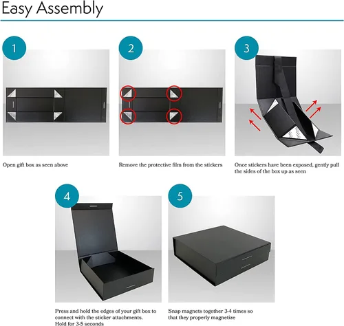 Vista 6 de PACK2PACK Caja de regalo plegable de alta calidad con cinta de dominadas, caja plegable con cierre magnético, bodas, despedidas de soltera, regalos
