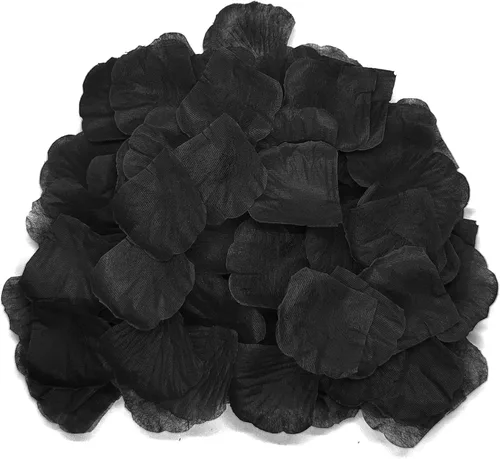 JHFGJGH 500 Piezas Pétalos de Rosa Negros Exquisitos, Pétalos de Rosa de Seda de Imitación, Pétalos de Flores Artificiales para Noches Románticas,