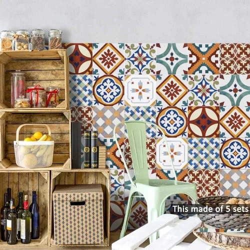 Vista 16 de AILEGOU Juego de 20 calcomanías para azulejos de despegar y pegar, vinilo impermeable, autoadhesivo, removible, para baño y cocina, 6 x 6 pulgadas