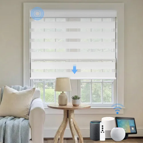 Vista 16 de Persianas motorizadas cebra, persianas opacas automáticas del 85 % para ventanas de interior, funcionan con HomeKit, Alexa, Google Home, persianas