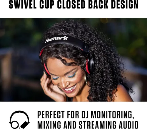 Vista 6 de Paquete de controlador DJ – Juego de 2 cubiertas DJ con mezclador, interfaz de audio, ruedas táctiles capacitivas, efectos y auriculares DJ - Numark