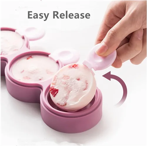 Vista 4 de Inktells Moldes de silicona para paletas de hielo, molde de paletas de hielo de fácil liberación para palitos de paleta, molde redondo reutilizable