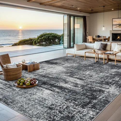 Vista 17 de Area Rugs - Alfombra para sala de estar, 4 x 6, lavable, moderna, abstracta, suave, neutra, antideslizante, grande para interiores, resistente a