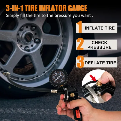 Vista 3 de Kit de 22 accesorios para compresor de aire, kit de manguera de aire híbrida de 3/8 pulgadas x 50 pies, accesorios de aire de conexión rápida NPT