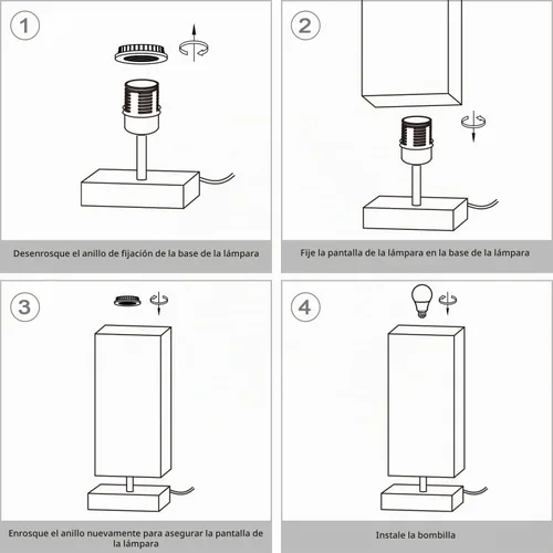 Vista 9 de Lámpara de Mesa con Control Táctil de Cabecera Regulable de 3 Vías Lámpara de Escritorio Táctil Lámpara Moderna de Mesa de Noche con Pantalla