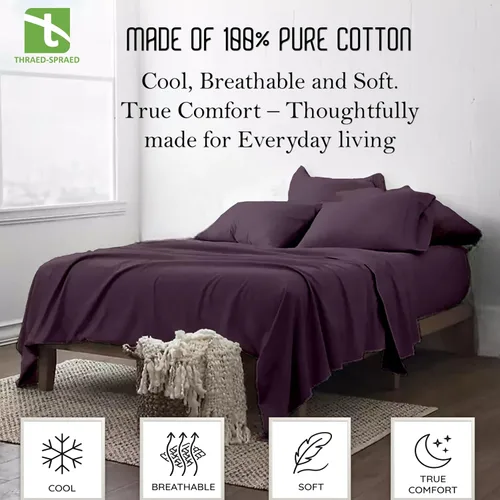 Vista 18 de Twin Size 4-Piece Sheet Set 1000 Thread-Count 100% Egyptain Cotton, 1000TC Soft, Breathable, Long-Staple Cotton Sateen Weave, Fits 19 Inches Extra