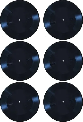 MINI ZOZI Discos de vinilo en blanco negro de 12 pulgadas falsos 6 piezas en 1 paquete para decoración de habitación o decoración del hogar en la