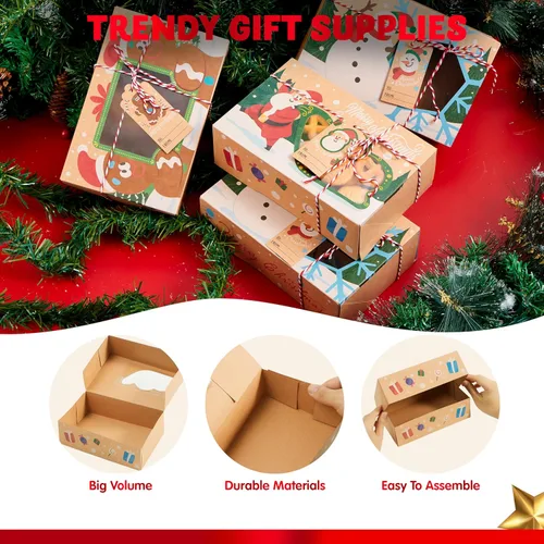 Vista 3 de JOYIN 24 cajas para hornear de regalo de galletas de Navidad de 8.75 x 5.75 x 2.75 pulgadas con ventana emergente automática, cajas de regalo