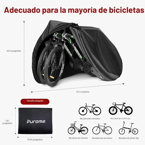 Vista 6 de Puroma Funda para bicicleta impermeable al aire libre, cubierta de bicicleta para lluvia, sol, rayos UV, polvo, viento, con agujero de bloqueo