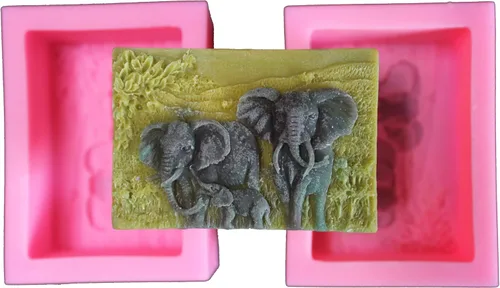 Paquete de 2 moldes de silicona para jabón natural para el cuidado de la piel, jabón de arte y productos de aromaterapia (elefante)