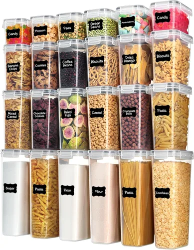 Vista 8 de Recipientes herméticos para almacenamiento de alimentos con tapas, Vtopmart 24 piezas recipientes de plástico para organización de cocina y despensa