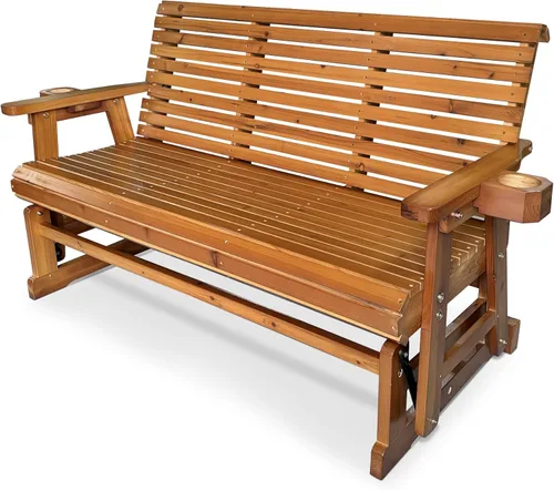 Vista 17 de Hamaca de patio Fortune Candy con portavasos, alta parte posterior enrollada y asiento perfilado profundo, resistente de 800 libras (Negro, 2 plazas)