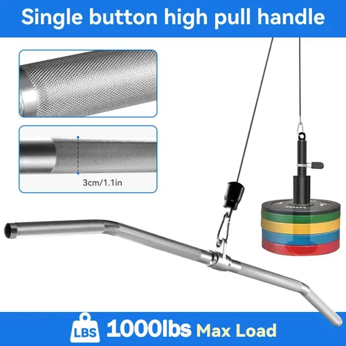 Vista 6 de Accesorio para máquina de cable, barra de tracción LAT, barra recta de tríceps de aluminio ligera, barra V, accesorios de tracción LAT, accesorios