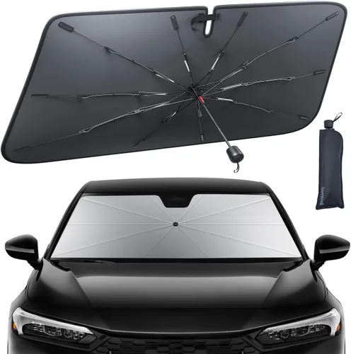 Vista 12 de Tesla Model 3/Y Windshield Sunshade - 2026 Foldable Car Windshield Sun Shade Umbrella, 5-Layer UV Block, 10-Rib Frame, for Tesla Model 3/Y