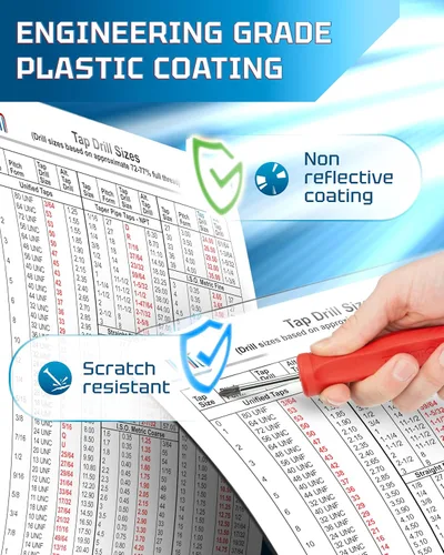Vista 4 de Útil guía de tamaño magnético en pulgadas/métrico para cortar y formar grifos Tabla magnética impermeable de 4 x 6 pulgadas para máquinas CNC