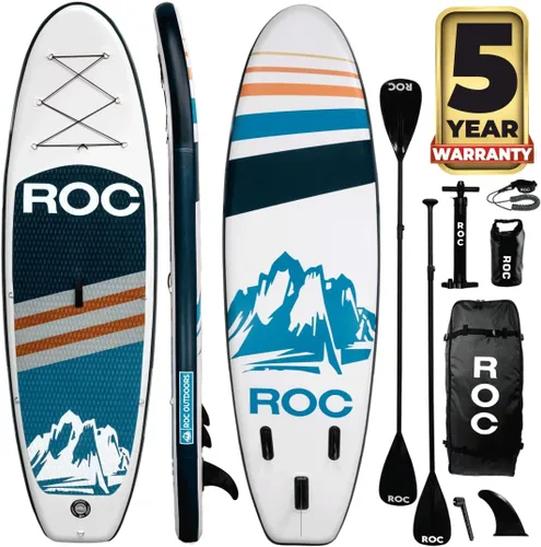 Vista 21 de Roc Tabla de remo inflable con accesorios de tabla de remo de SUP de alta calidad, diseño amplio y estable, cubierta antideslizante y cómoda