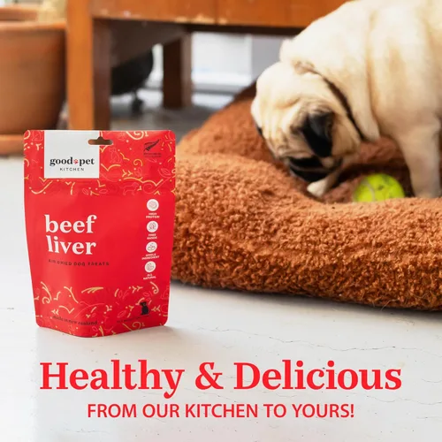 Vista 6 de Golosinas para mascotas, secado al aire, natural, de un solo ingrediente, golosinas para perros sin granos, toppers, aperitivos, hígado de res, 2.8