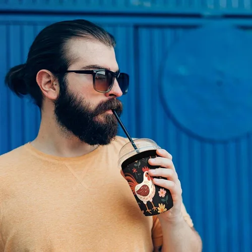 Vista 7 de Cute Rooster Chickens Reusable Insulated Neoprene Iced Coffee Cup Sleeves 3 Sizes Diving Material Cup Durable Beverage Covers for Cold Coffee Tea