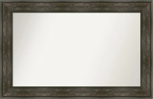 Vista 84 de Amanti Art Espejo de baño marrón para sobre fregadero, 26 x 26 pulgadas, espejo de tocador cuadrado marrón rústico Alexandria, marco de madera