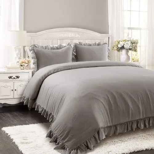 Vista 9 de Lush Decor - Juego de edredón, ropa de cama suave con volantes y funda a juego, elementos acogedores, elegante decoración para el dormitorio