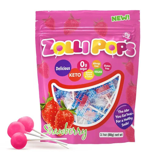 Vista 20 de Zollipops Clean Teeth Pops - Caramelos sin azúcar con xilitol, sin colorantes, caramelos libres de ceto y aptos para diabéticos, golosinas aprobadas