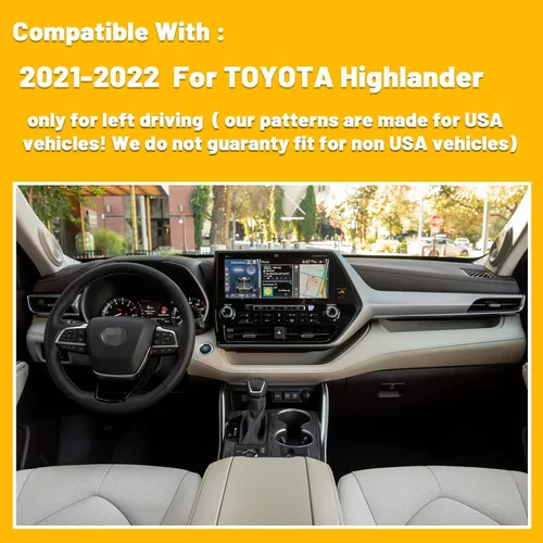 Vista 6 de Cubierta Alfombrilla de Tablero Alfombra Antideslizante Personalizada Compatible con Toyota Highlander 4ª Generación 2021 2022 Protector Parasol