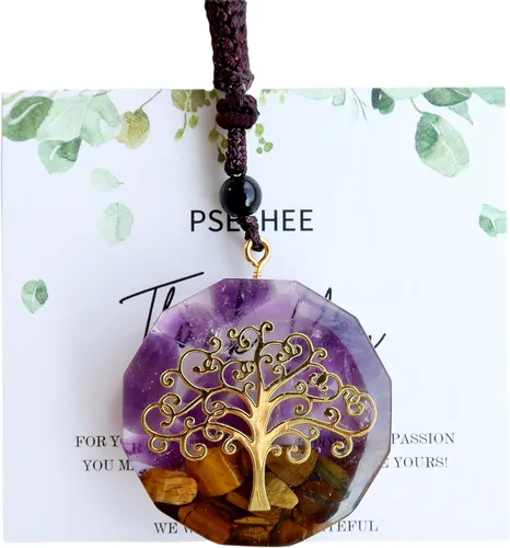 Tree of Life Orgone Pendant Necklace– Natural Chakra Healing Crystal Stones Necklace, Symbol of Growth & Harmony, Handmade Spiritual Orgonite