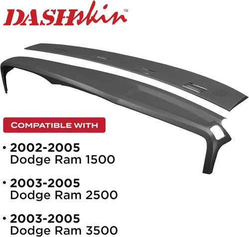 Vista 3 de DashSkin Tapa moldeada de dos piezas para salpicadero compatible con Dodge Ram 2002-2005 (Ram 2500 y 3500 2003-2005) en gris pizarra oscura