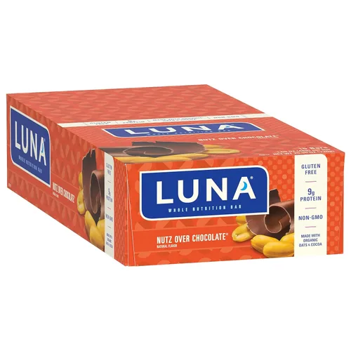 Vista 10 de LUNA Bar - Nutz Over Chocolate Flavor - Gluten-Free - Non-GMO - 7-9g Protein - Made with Organic Oats - Low Glycemic - Whole Nutrition Snack Bars