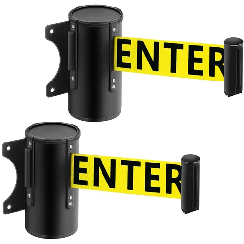 Vista 7 de Landical 2 unidades de 16 pies de montaje en pared retráctil cinturón de barrera de señal de no entrar cinturón de seguridad cuerda de barrera