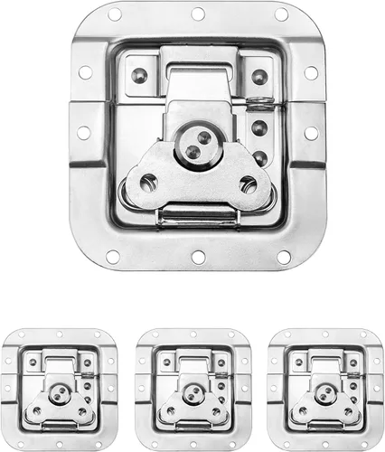 QWORK Road Case - Pestillo empotrado con resorte, paquete de 4 cierres de mariposa empotrados resistentes para funda de vuelo, PA DJ Rack/Road Case,