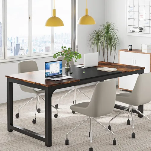 Vista 207 de Tribesigns - Escritorio moderno para computadora, 70.8 x 35.4 pulgadas, escritorio ejecutivo grande de oficina, mesa de estudio, estación de trabajo
