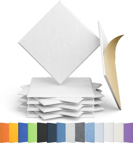 Vista 9 de Amantech - Paquete de 12 paneles acústicos autoadhesivos de espuma acústica a prueba de sonido, alta densidad, hexagonales, 12 x 10.23 x 0.4 Beige