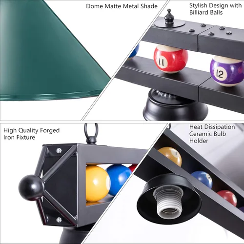 Vista 3 de Wellmet Luz de mesa de billar de 59 pulgadas, 3 luces colgantes para mesa de billar, luces de billar ajustables para mesa de billar de 7 pies, 8